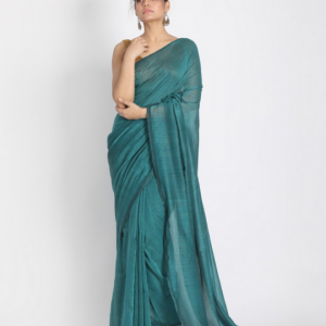 LoopHoop Ahilya Dark Green Khadi cotton handloom saree