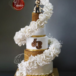 A Floating Flower Themed Wedding Cake by our Mentor/Artist Purbaja B Chakraborty